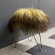 Yellow Angora sheep skin stool 1960s