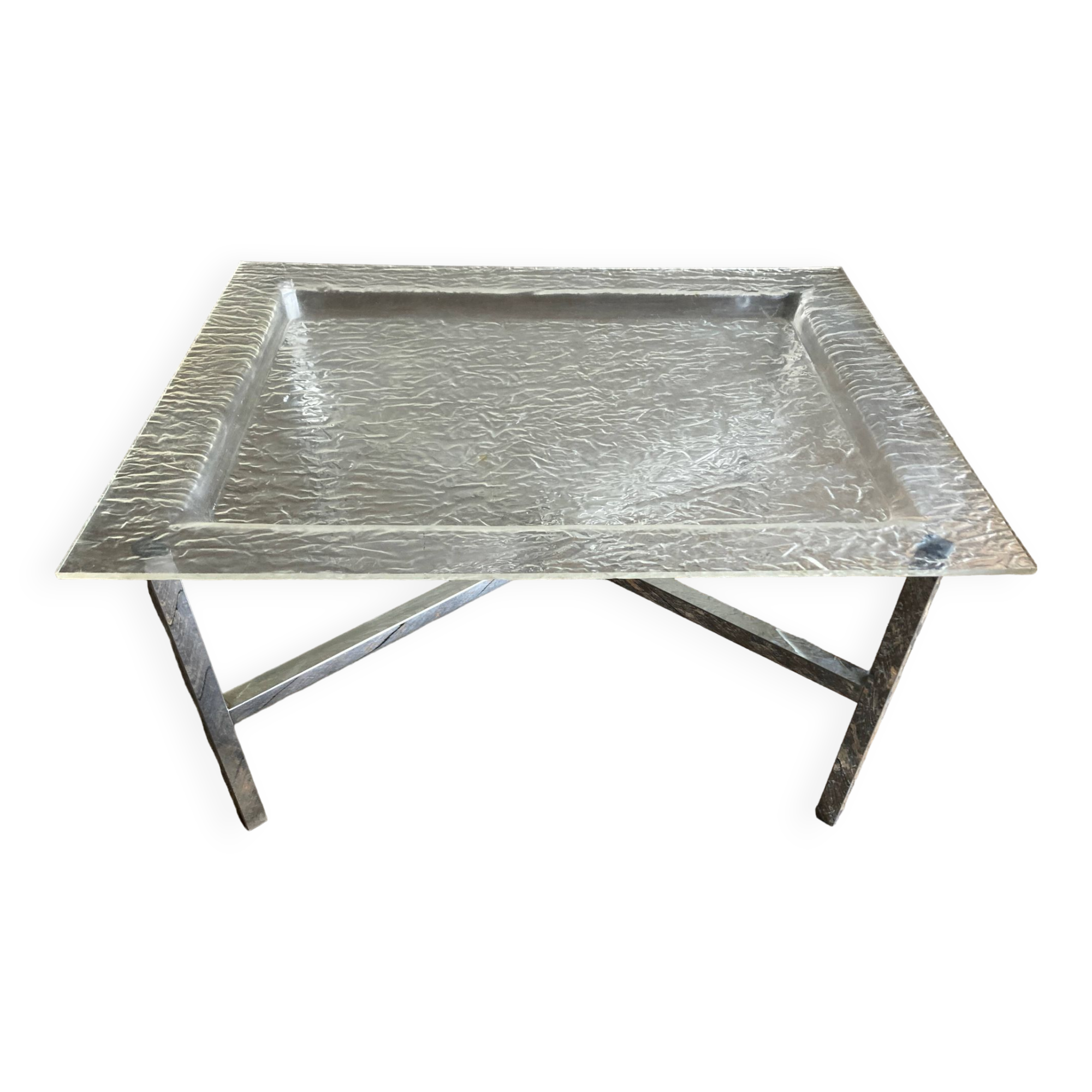 Hollywood chrome and plexiglass space age bedside coffee table 1970