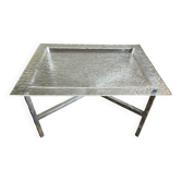 Hollywood chrome and plexiglass space age bedside coffee table 1970