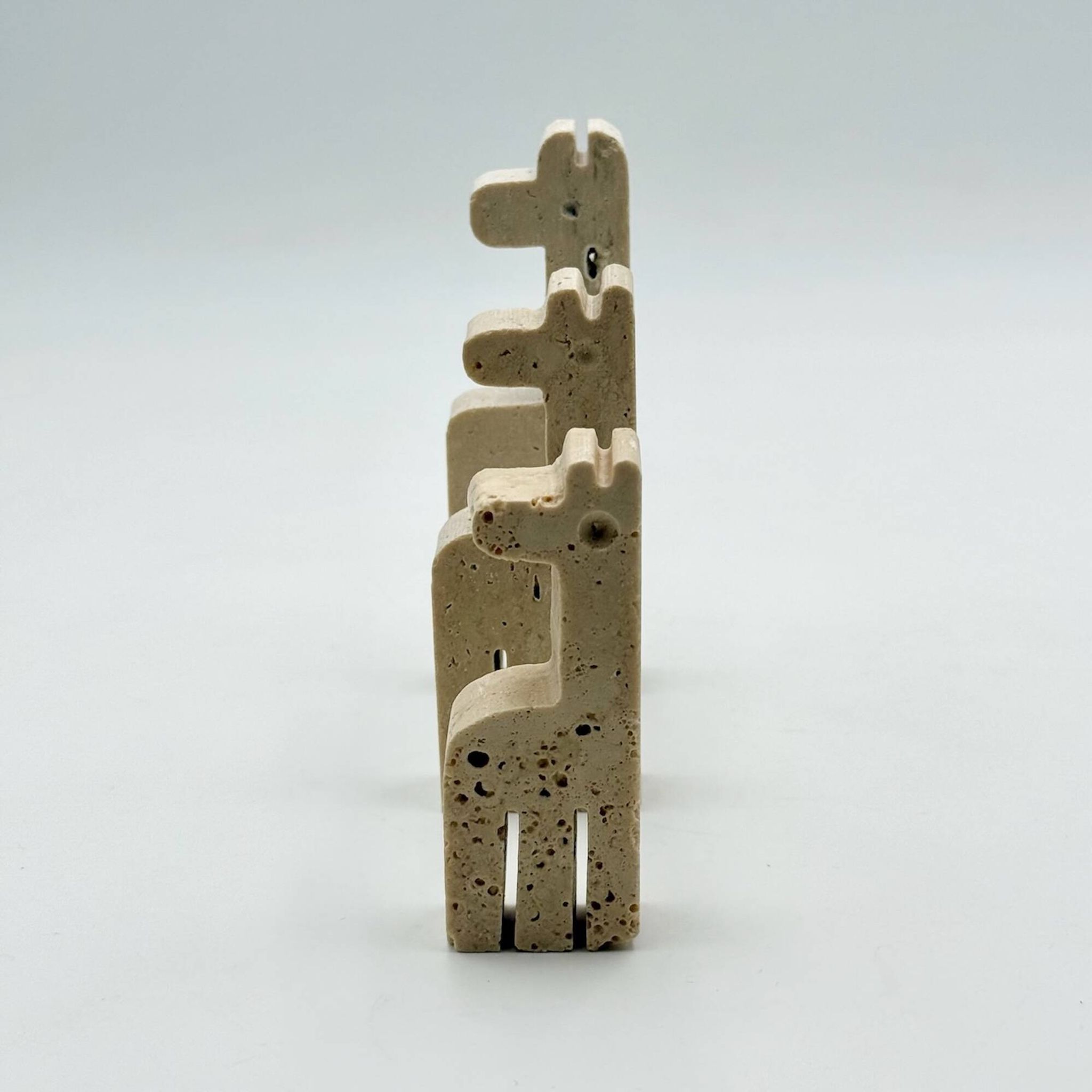 Set of Three Vintage Italian Travertine Animal Sculptures