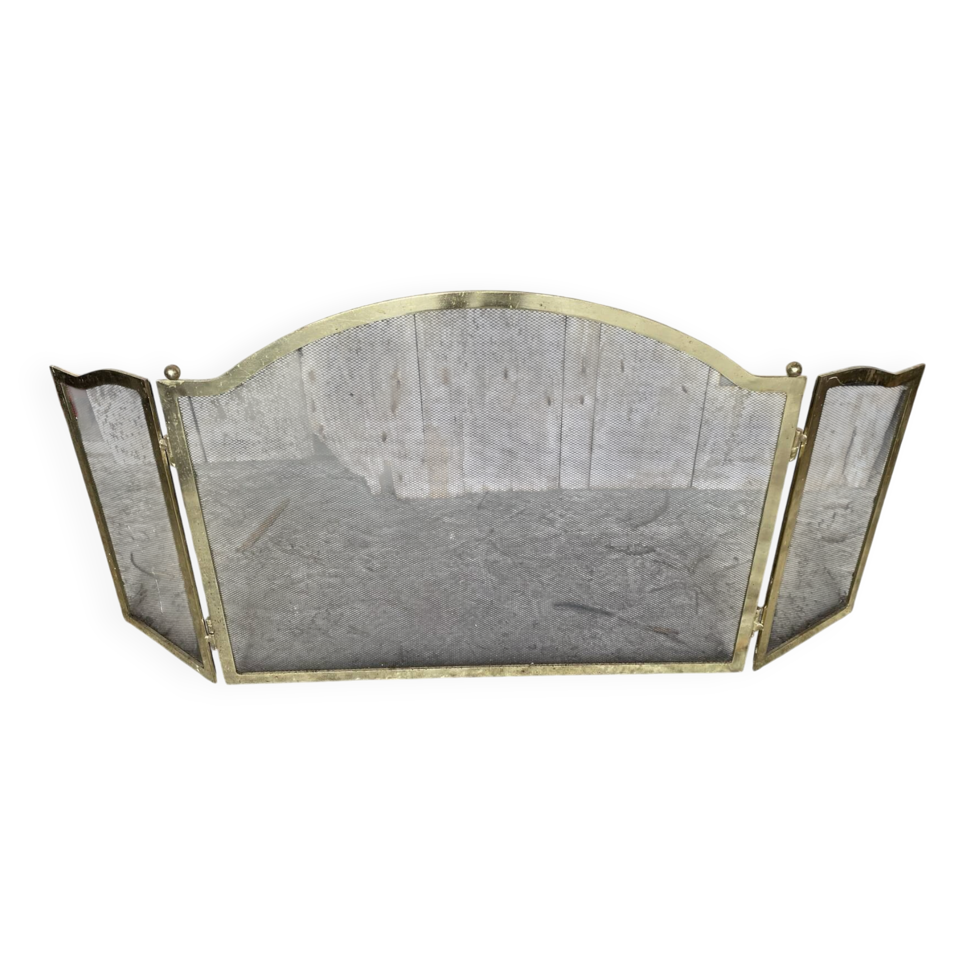 Pare Feu Grille Protection Cheminée 3 Volets Laiton Années 70 Vintage