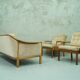 Scandinavian teak & velvet living room set, 1960s