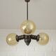 Lampe suspendue vintage en bois Spoutnik / Lampe suspendue rustique du milieu du siècle des années 1970