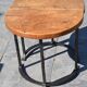 Unusual modular coffee table in oak and wrought iron.