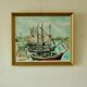 Original mid-century oil on canvas – "At the Quay"