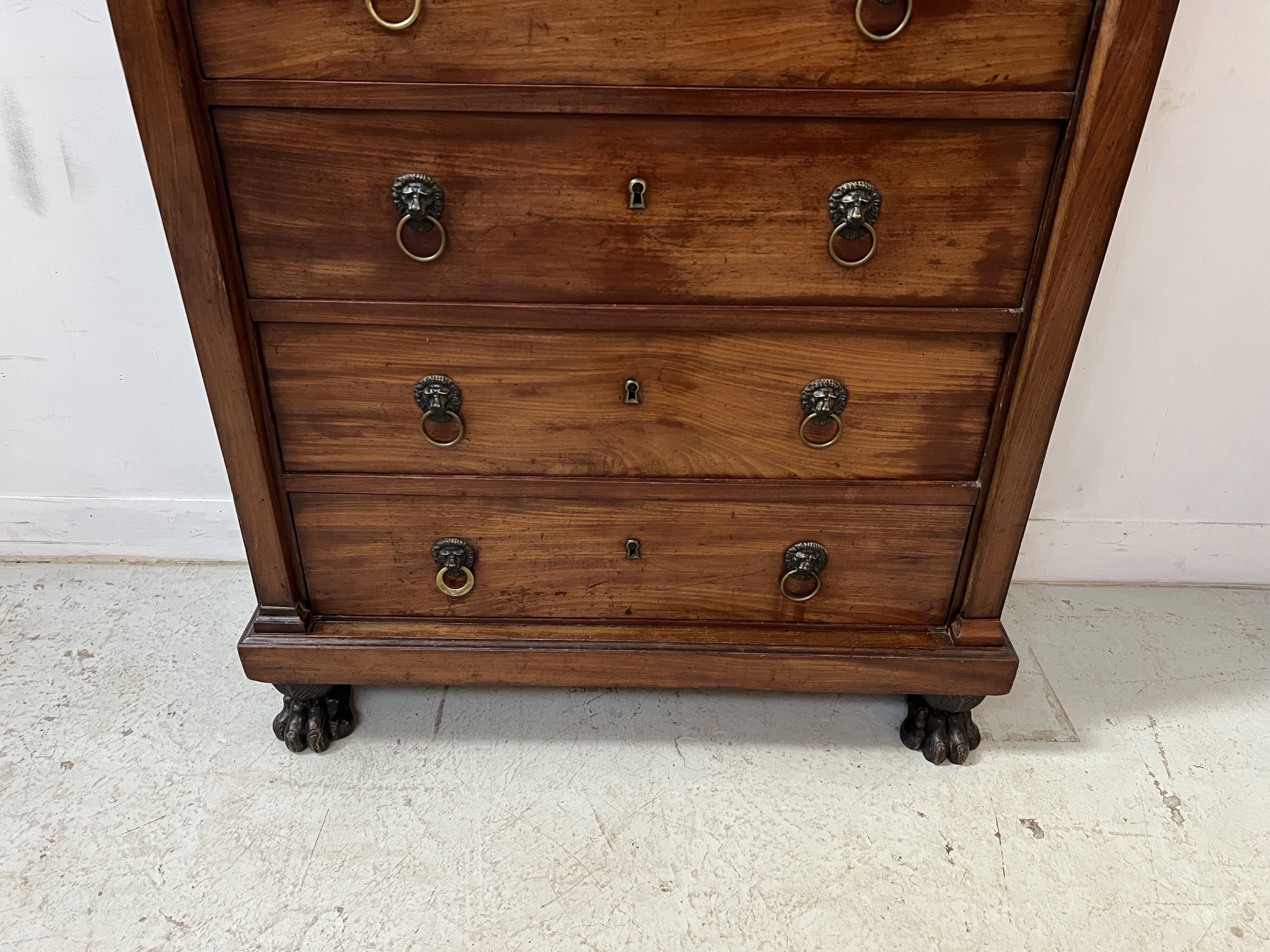 Empire period chest of drawers in mahogany and veneer, 19th century