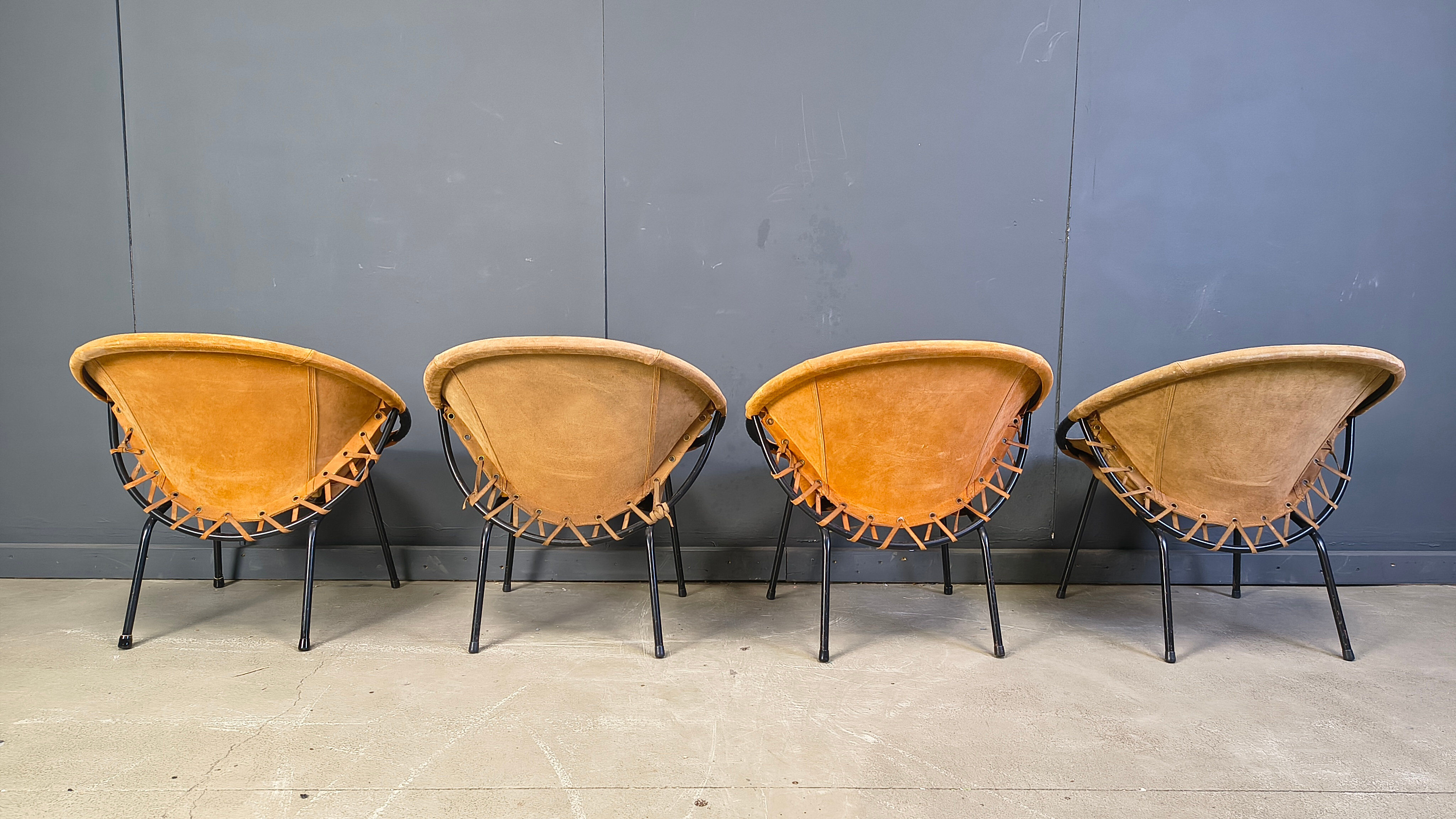 Vintage balloon chairs by Lusch & Co, 1960s - set of 4