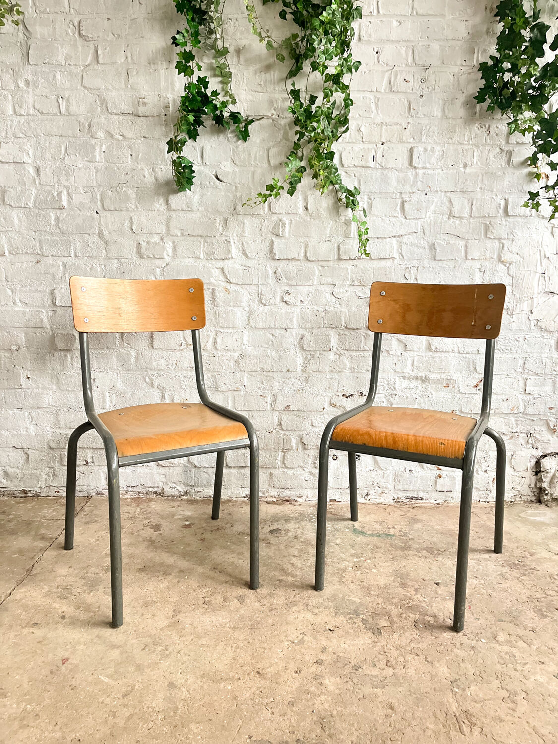 Pair of Mullca school chairs adult size