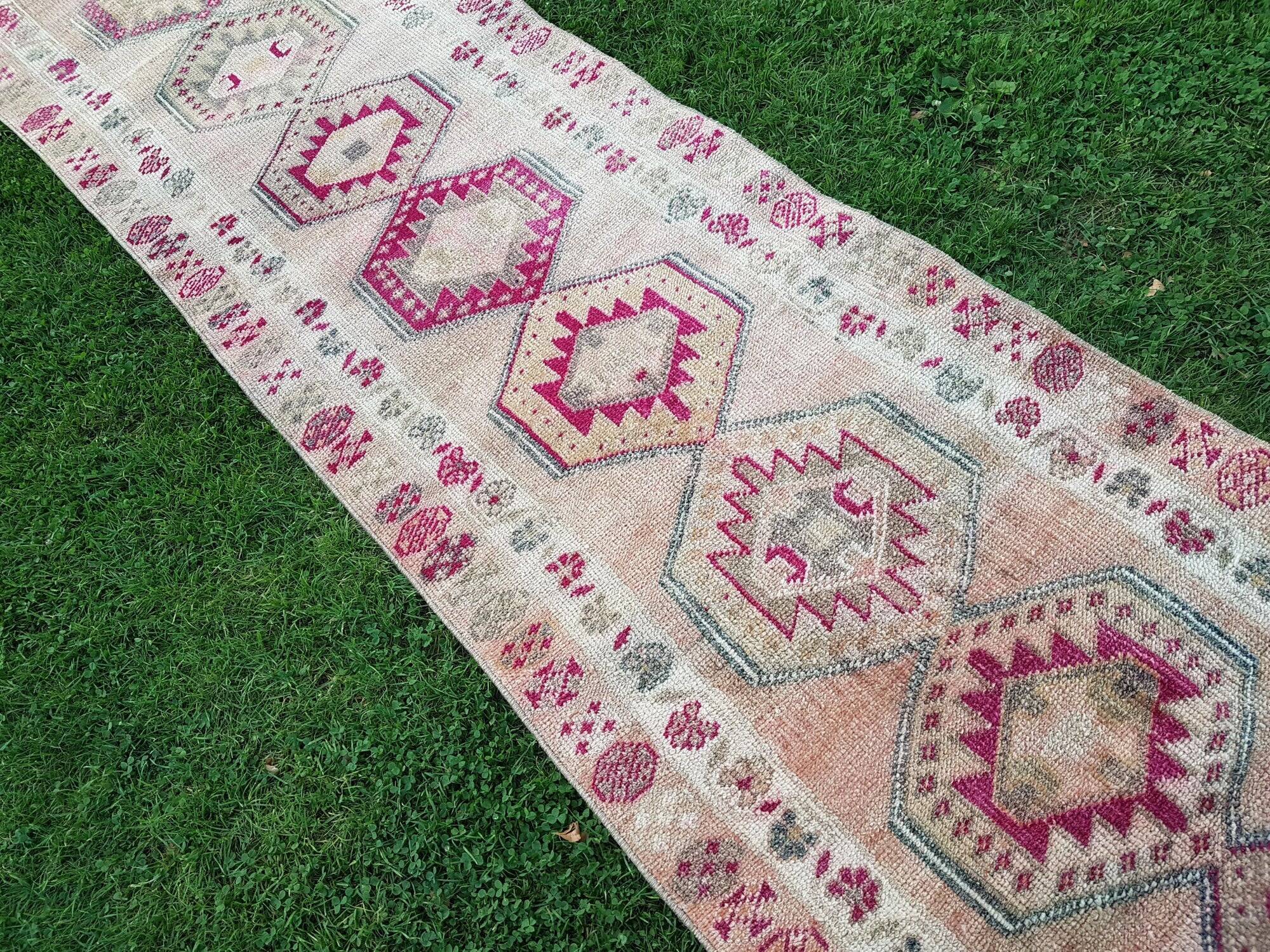 Vintage Turkish hallway rug 86x405 cm