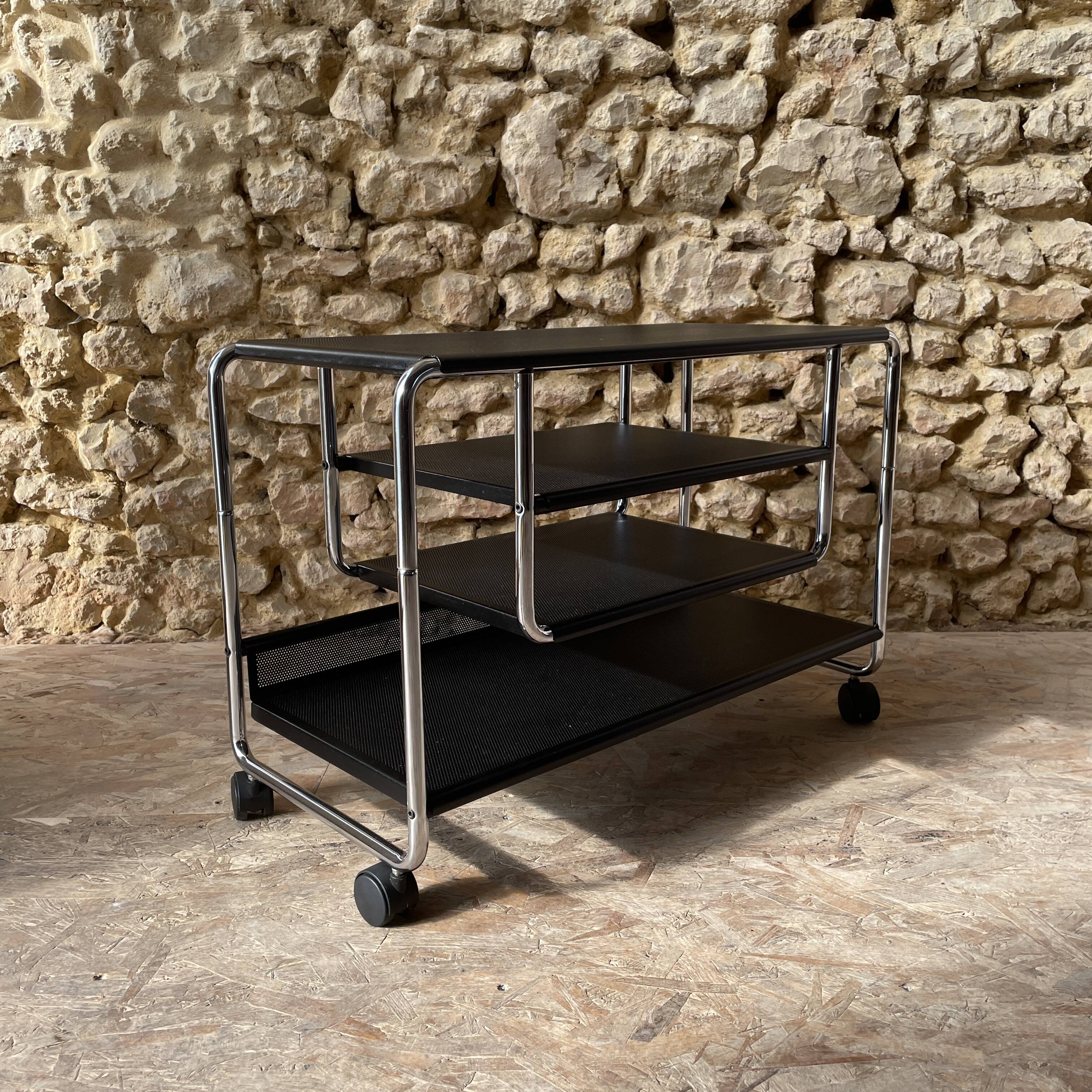 Occasional furniture / hi-fi furniture on chrome metal wheels – Habitat