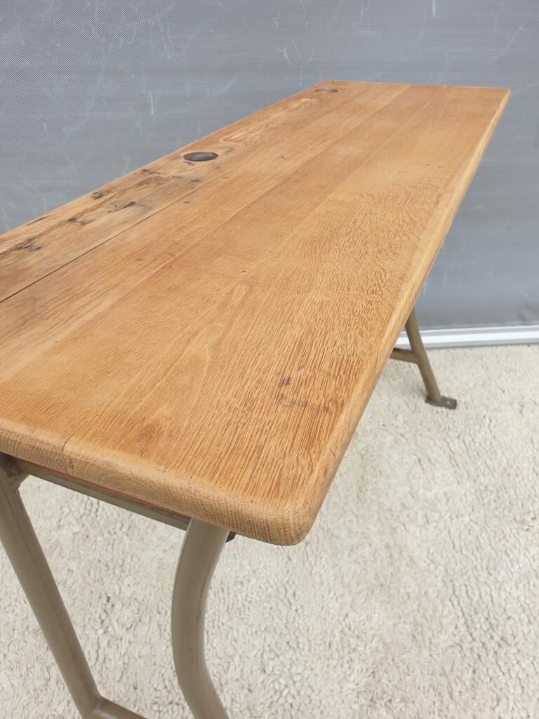 Double desk of schoolboy wood metal vintage curved base