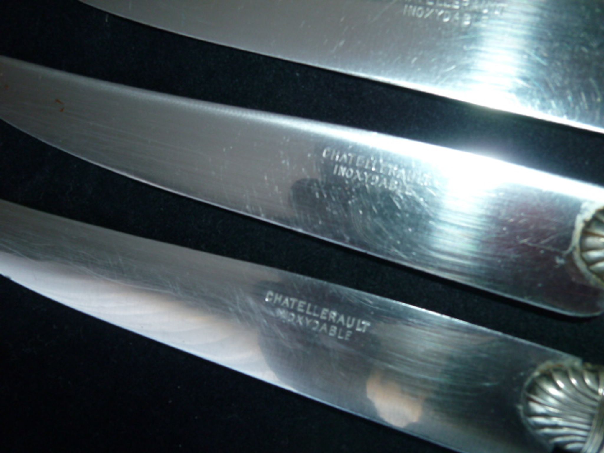 Set of 6 table knives Inoxidable steel and horn Stamped Châtellerault