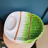Set of 5 plates service dish tray barbotine ceramic vegetable porcelain asparagus italica