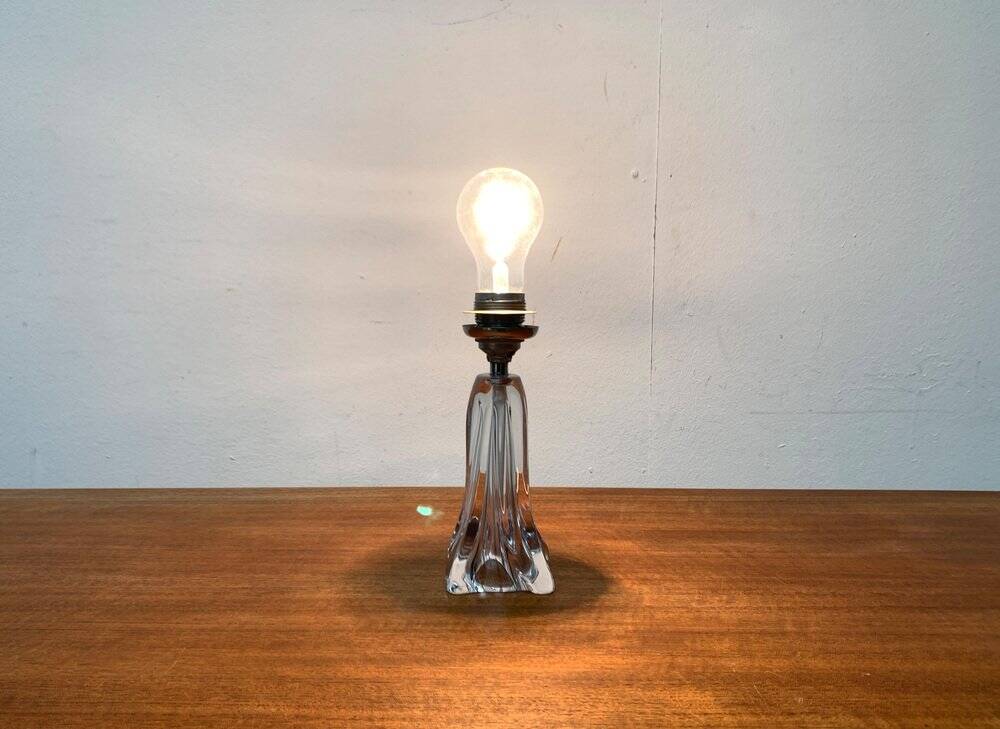 Lampe de table en verre française du milieu du siècle par Daum, années 1960