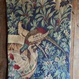 Numbered Halluin Tapestry - Pair of Pheasants Drinking at the Fountain Against Greenery