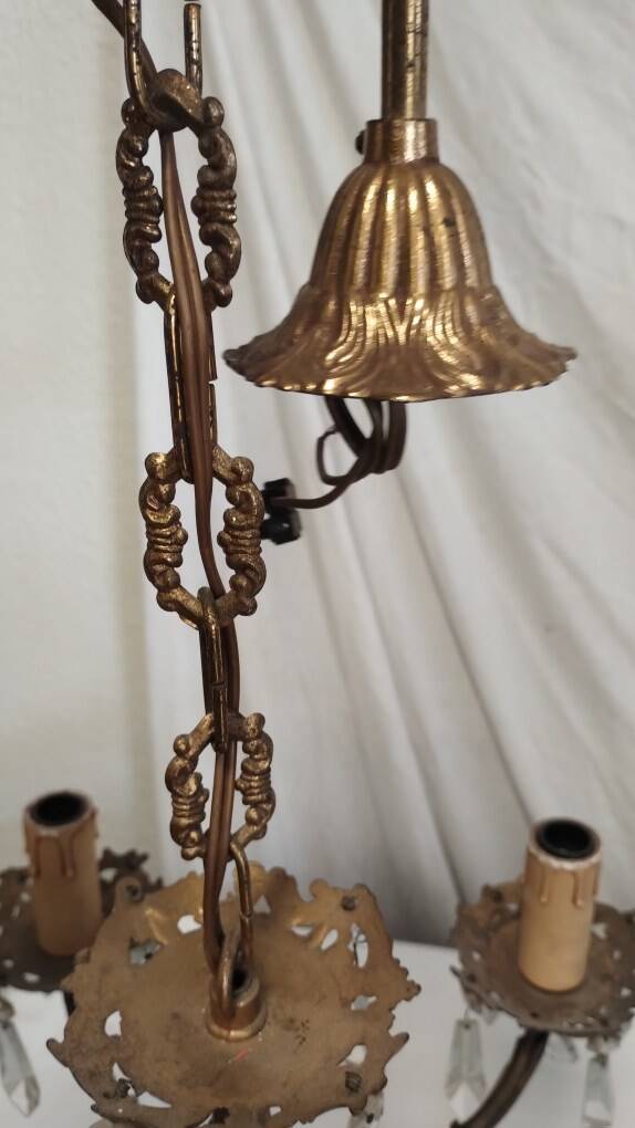 Bronze chandelier with crystal tassels
