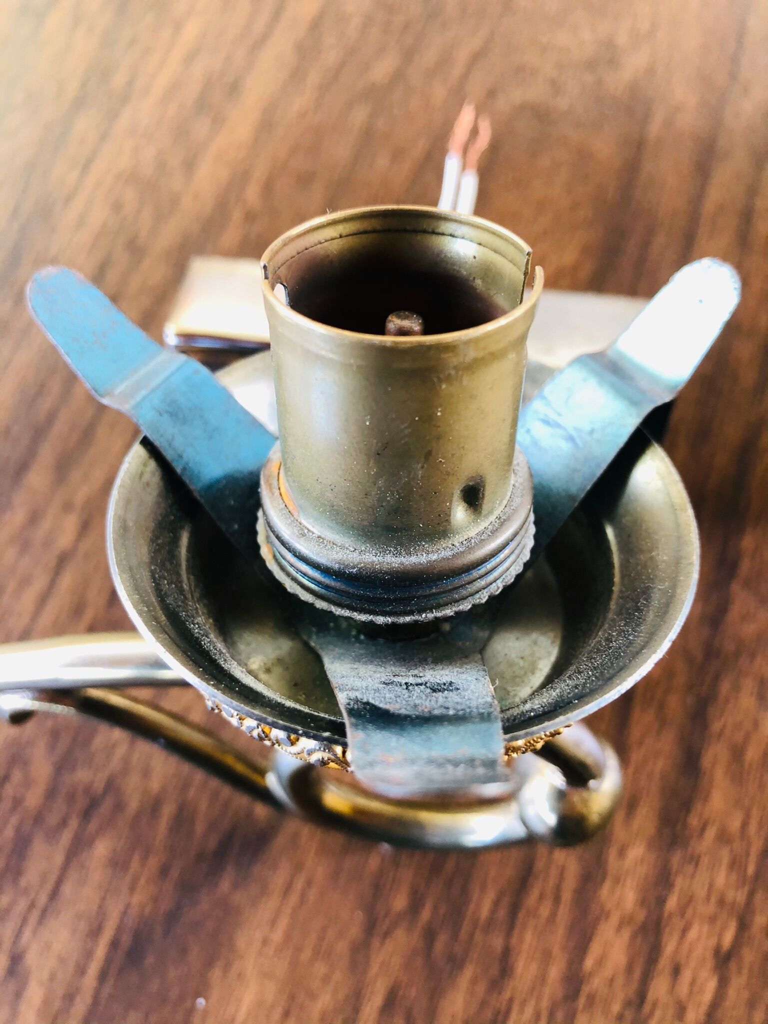 Pair of wall sconces in opaline and brass 60s