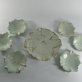 Art Deco Pistachio and Gold Leaf Plates Viloca Paris Caffarelli