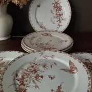 7 flat plates in earthenware from Sarreguemines U&C "Carmen"