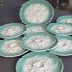 Niderviller sea-green earthenware oyster plates, set of 10 + dish