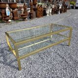 Table basse Pierre Vandel en métal doré brossé années 70