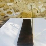Vintage brass and wood hanging wall shelf