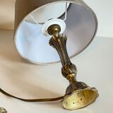 Solid brass lamp and vintage fabric