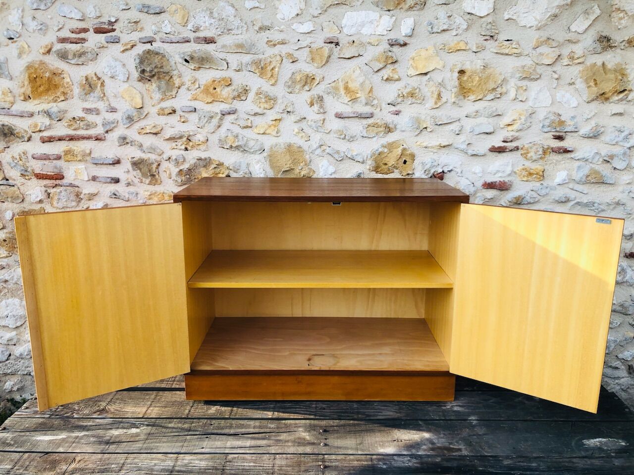 Low teak storage cabinet 60s