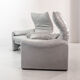 Cassina Lounge Chair 'Maralunga' by Vico Magistretti in Grey Leather 1970s