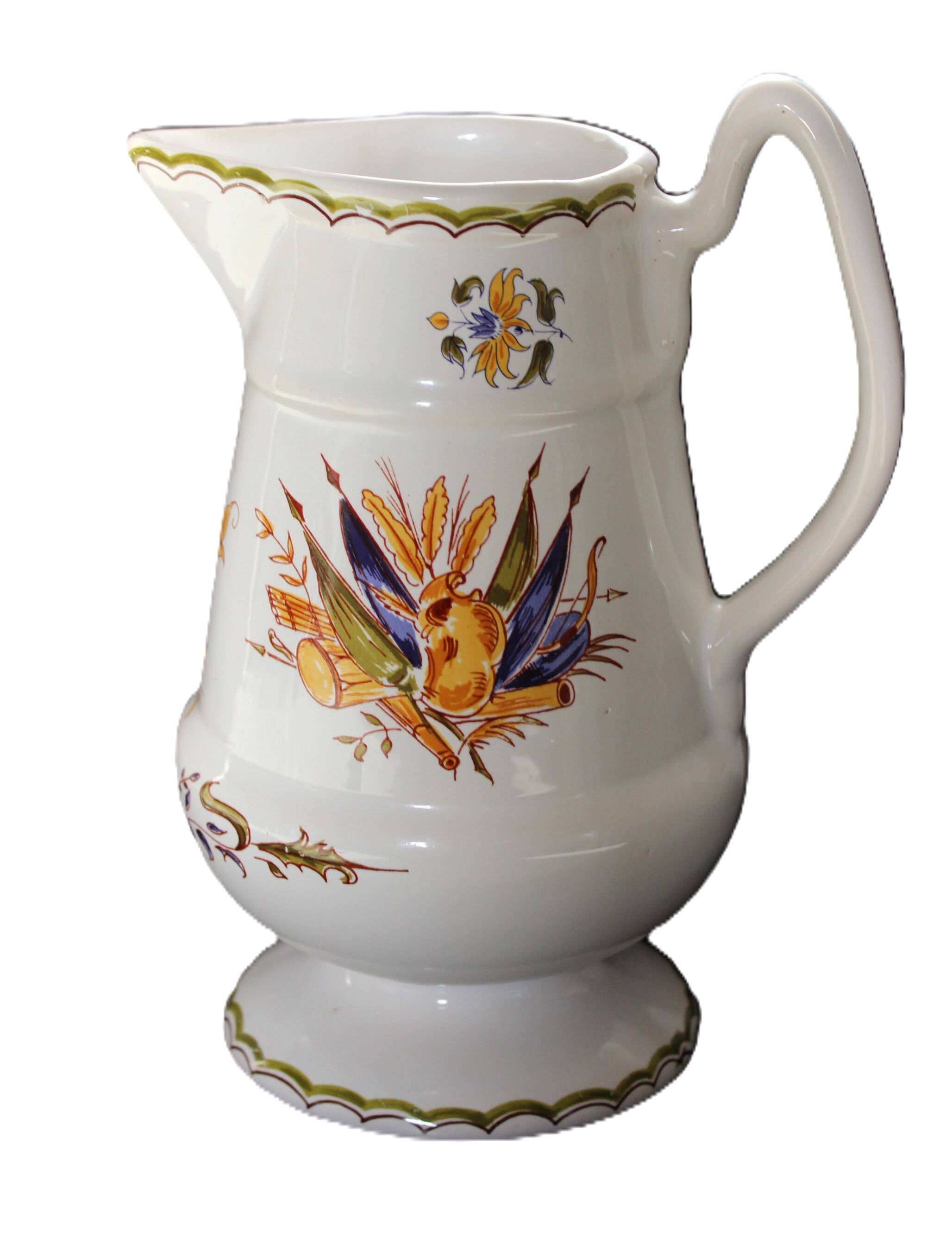 Rare Moustiers pitcher reproduction from the 18th century.