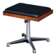 Teak Swivel Stool with Black Leather Seat, 1960s