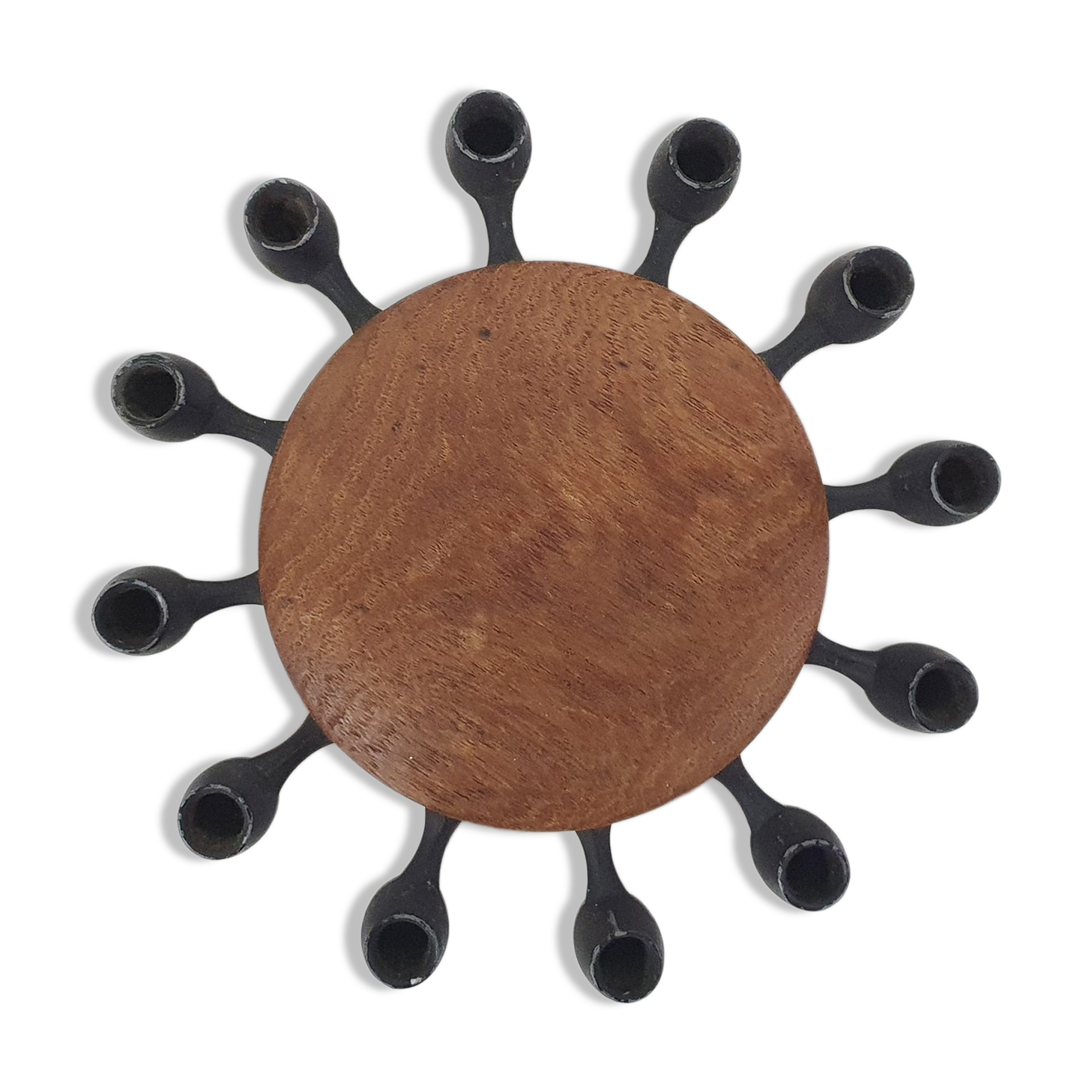 Round Teak and Metal Candleholder by Digsmed, Danish Design, 1964