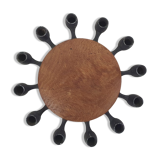 Round Teak and Metal Candleholder by Digsmed, Danish Design, 1964