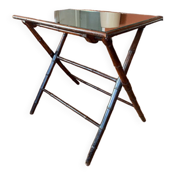 Table pliante acajou plateau miroir