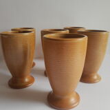 Set of 6 stoneware mazagrans CNP gres village France vintage