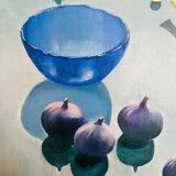 Large painting of white grapes and figs