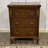 English walnut chest of drawers with drop-down top, 1950s work