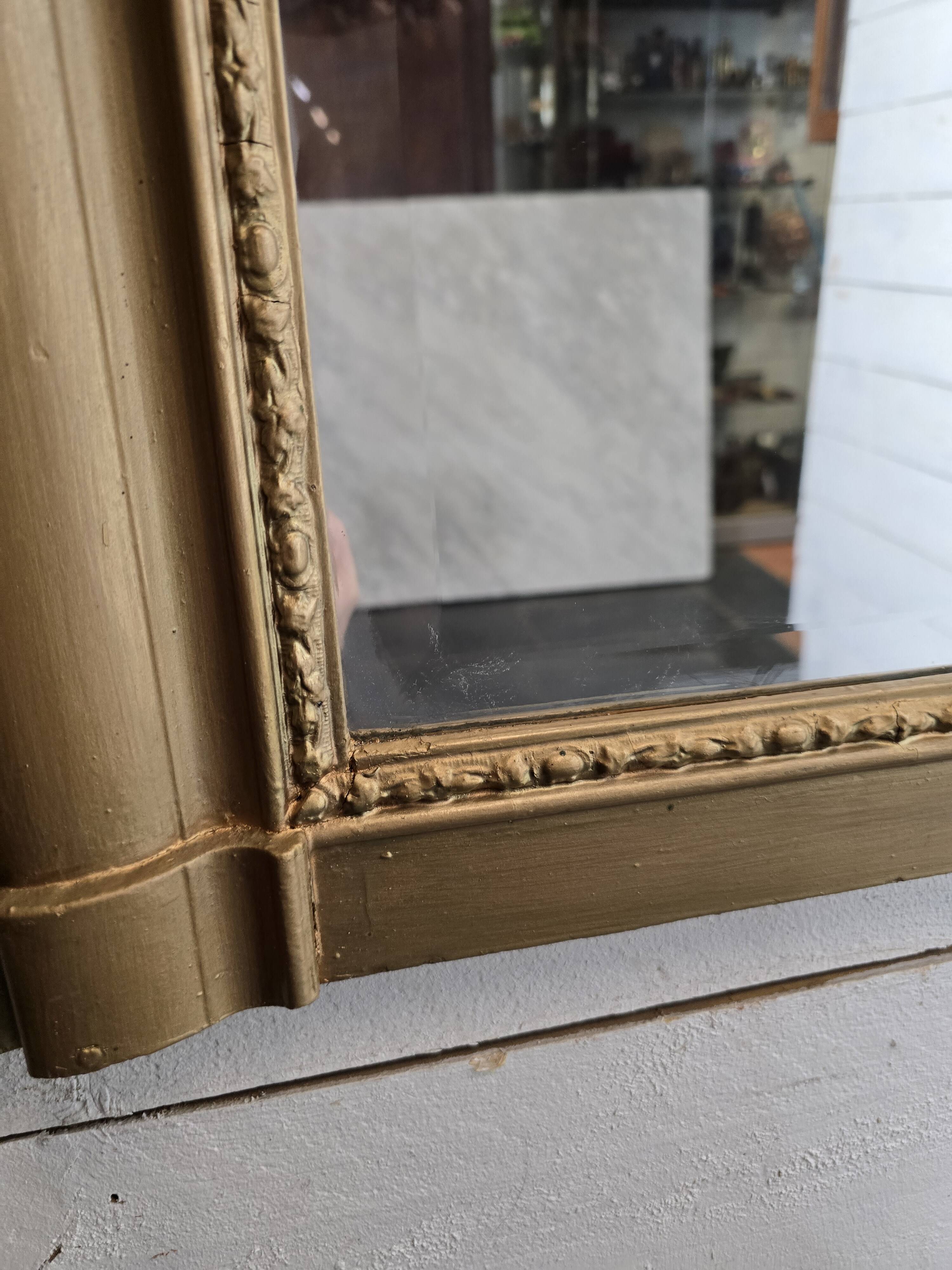 Old Louis Philippe style gilded mirror beveled mirror