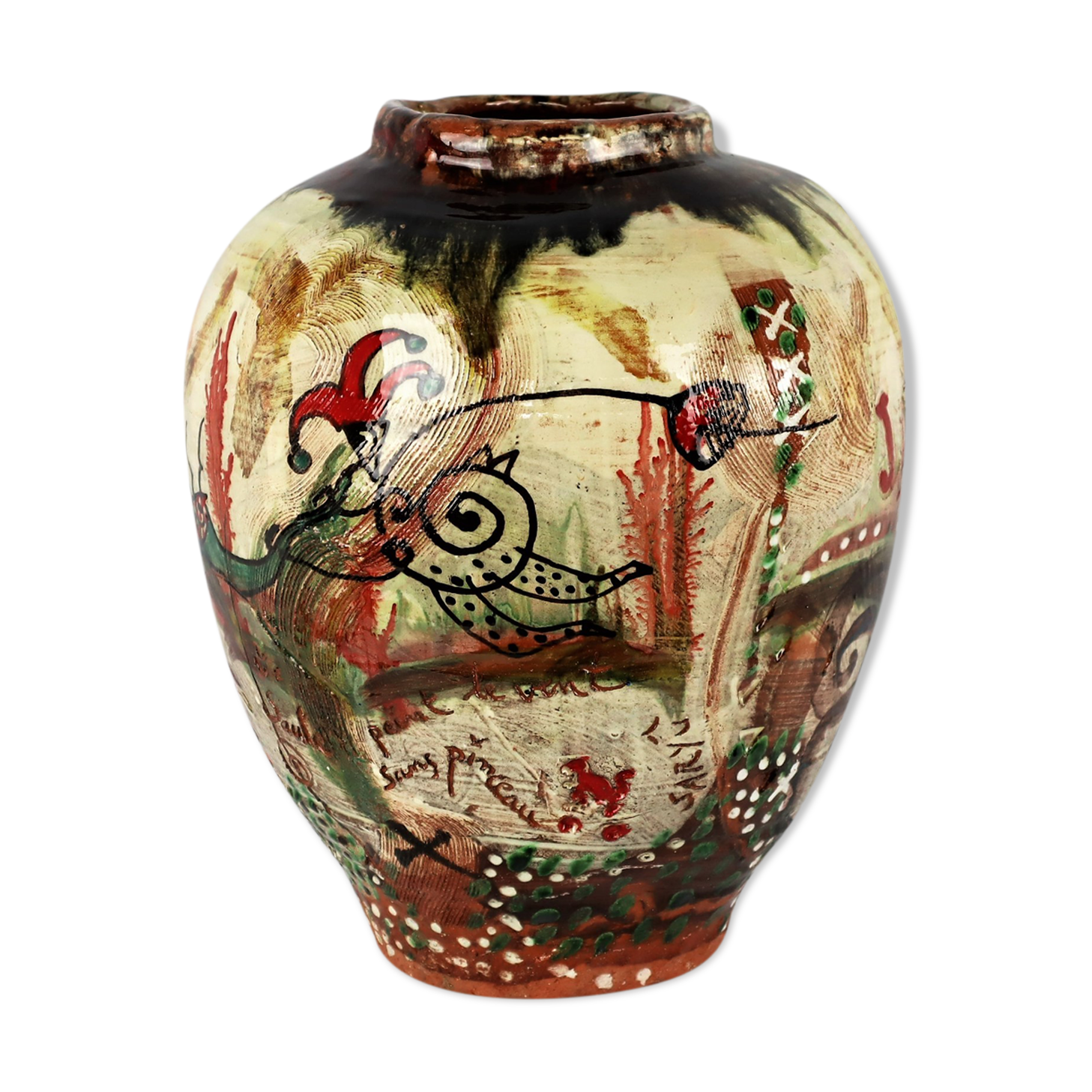 Ceramic vase of Basile "graffiti Jazz" 1990 unique piece