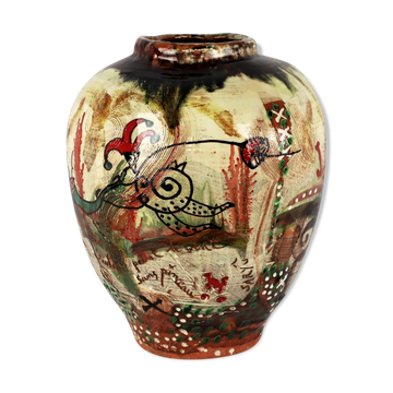 Ceramic vase of Basile "graffiti Jazz" 1990 unique piece