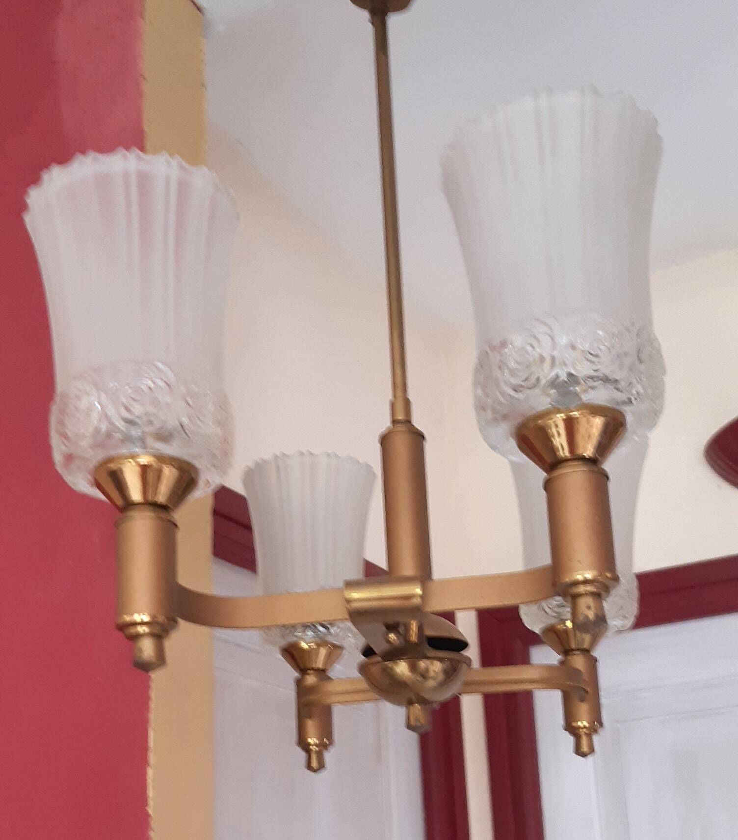 Antique brass chandelier with 4 branches