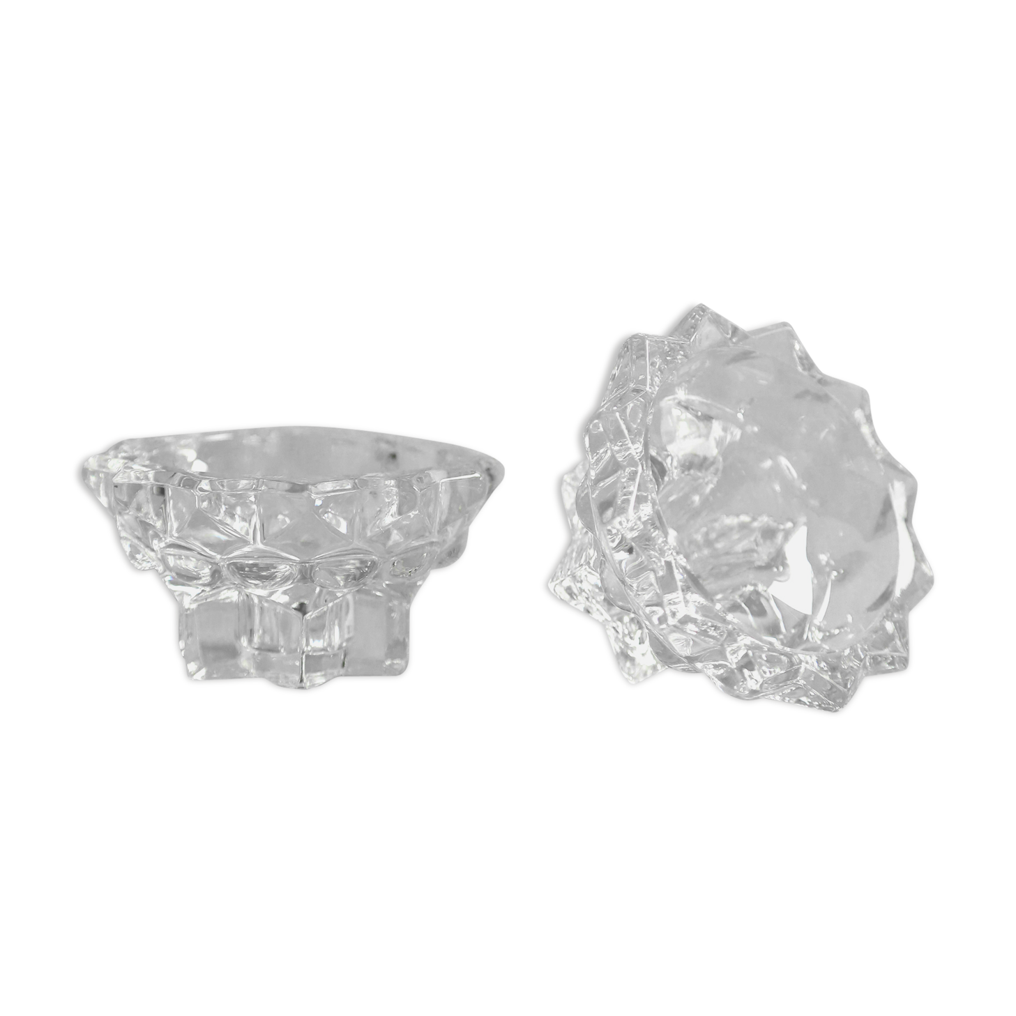 Pair of moulded glass candlesticks