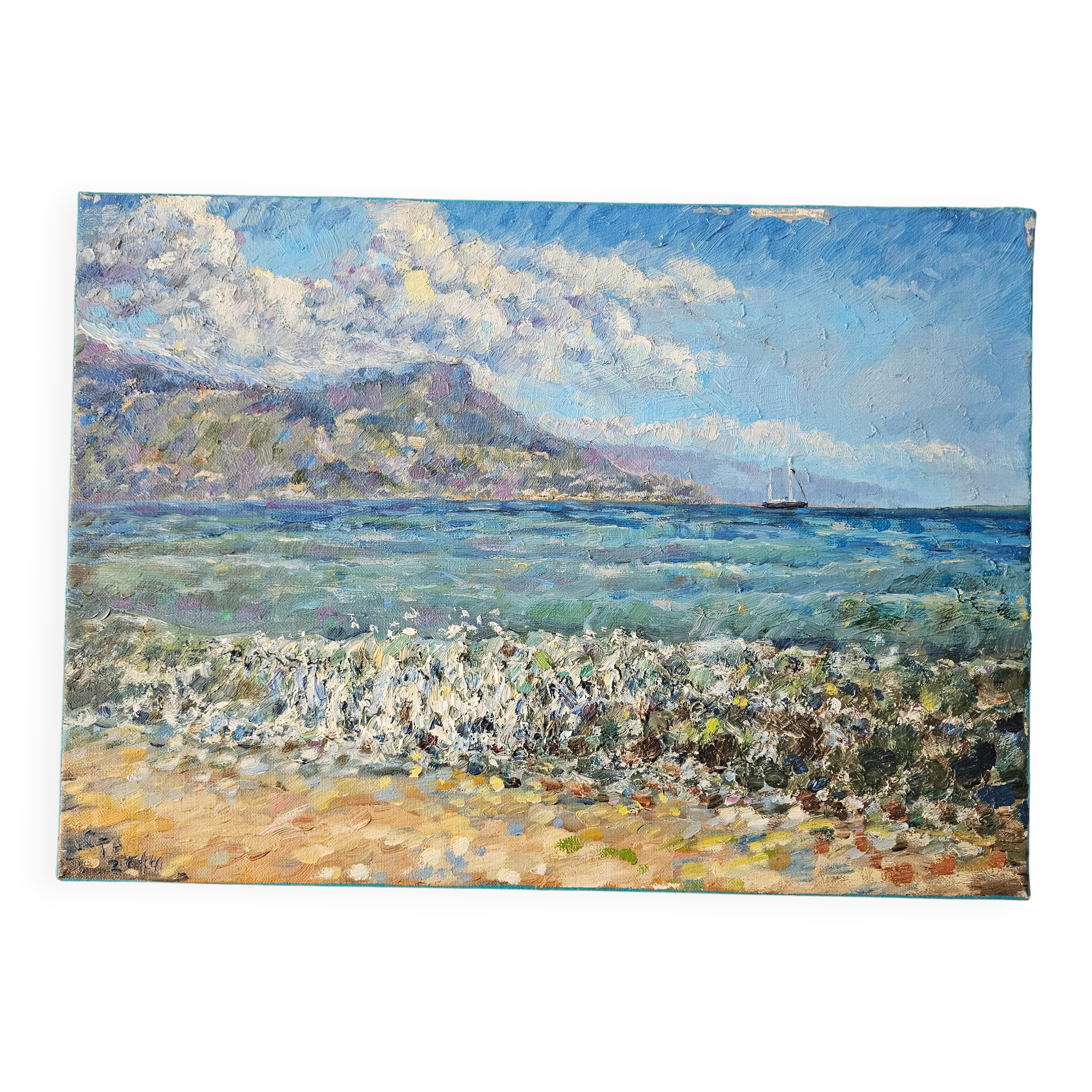 Tableau Huile sur toile - Paysage de mer Cap Ferrat signé STAS Stanislav Dy