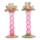 Set of two vintage Murano glass palm tree candle holders