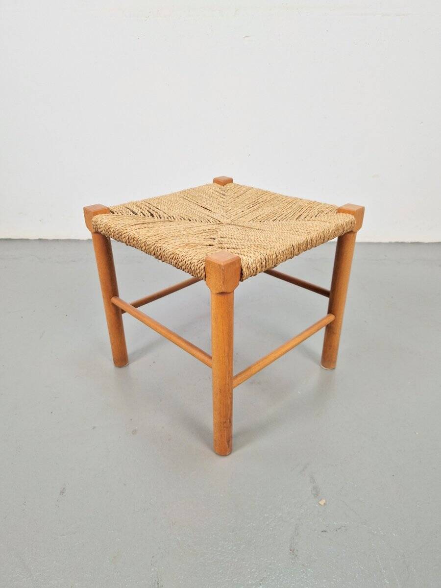 Vintage Danish Rope Stool in Beech, 1960s