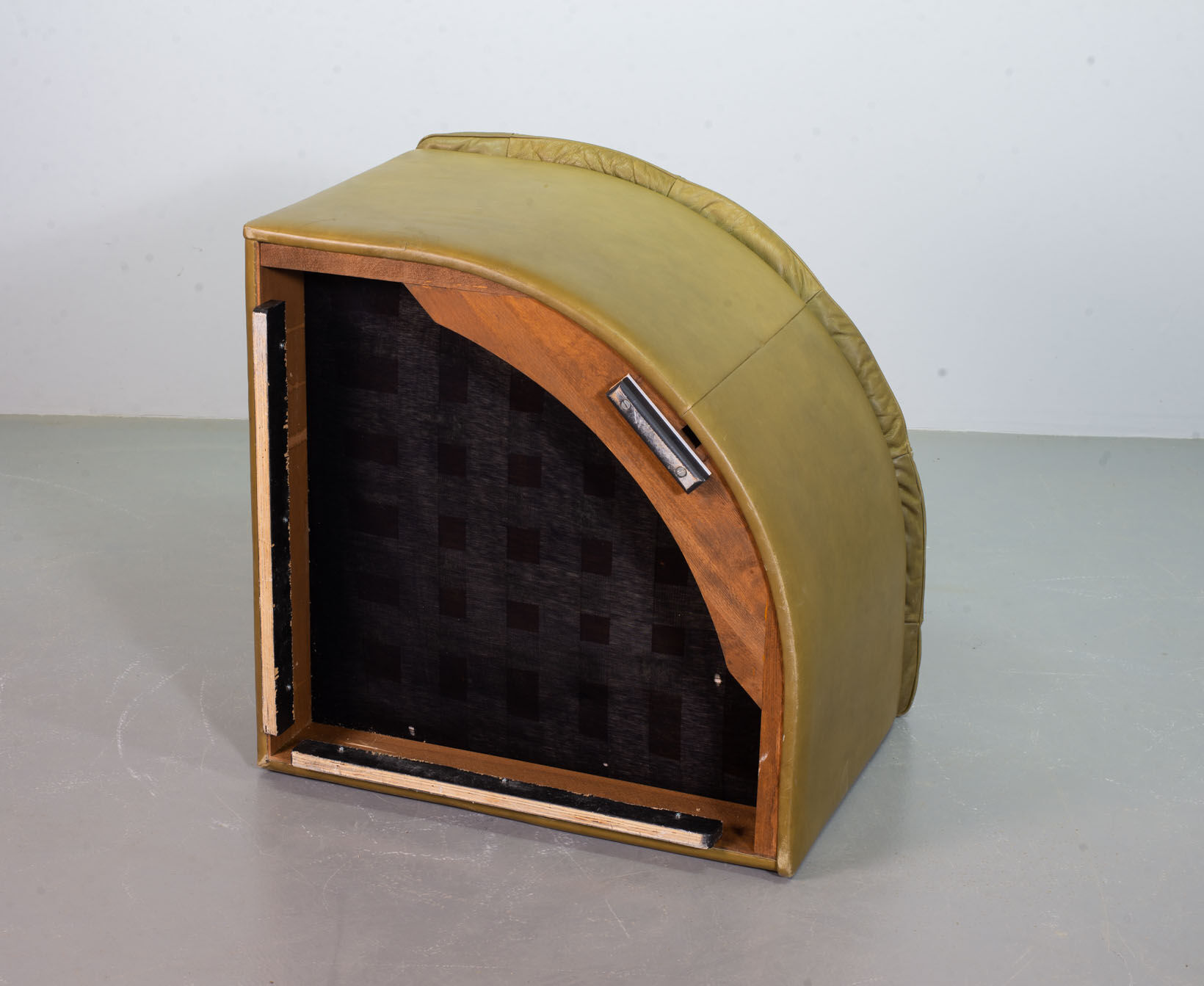 De Sede DS11 Olive Green Patched Leather Modular Sofa, 6 Elements. 1970s