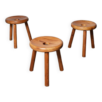 Tabouret Scandinave Tripode En Pin, 1960s