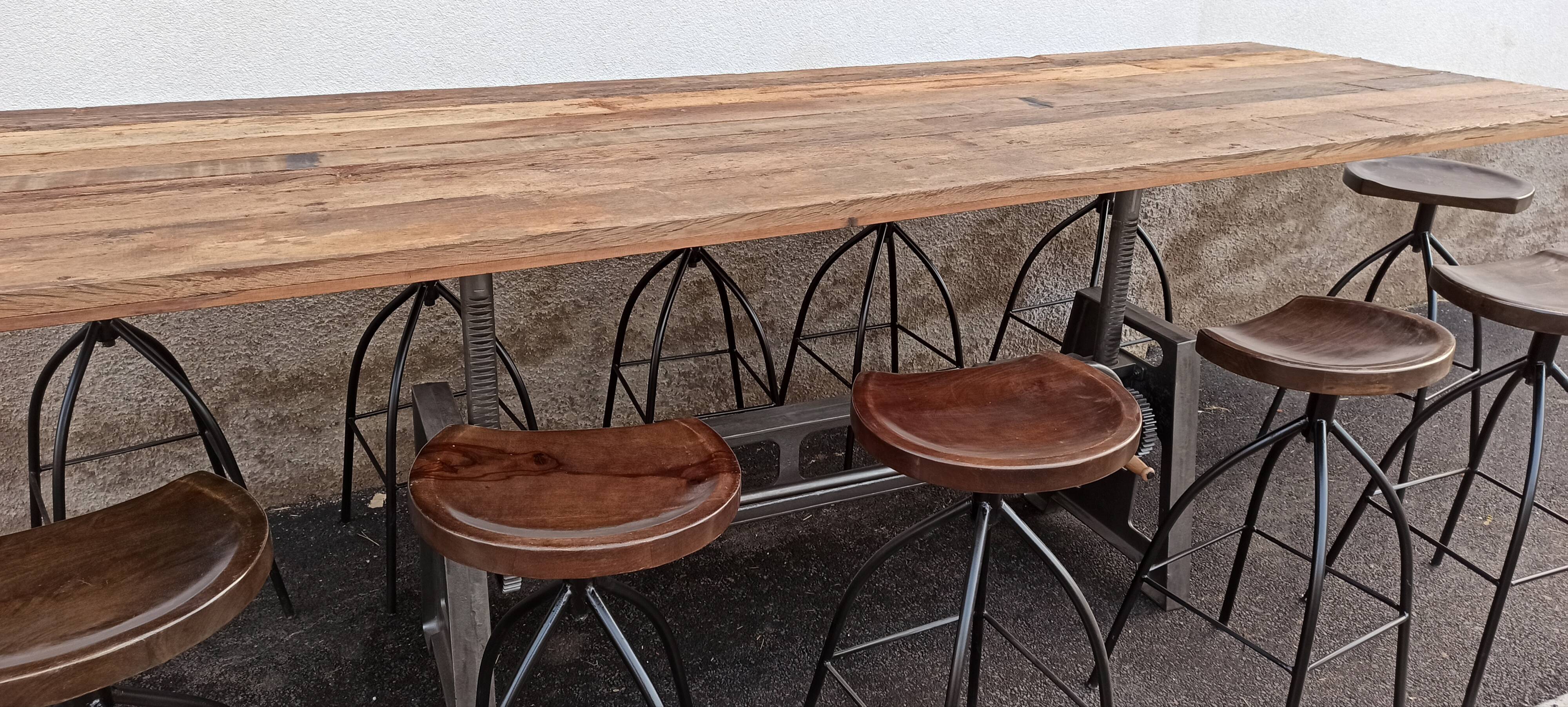 Adjustable dining table set and bar stools