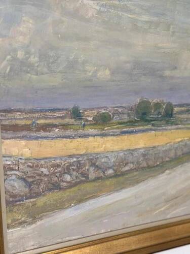 Swedish Oil on Panel “Räpplinge, Öland” by Emil Hagström, Vintage 70.5×55.5cm