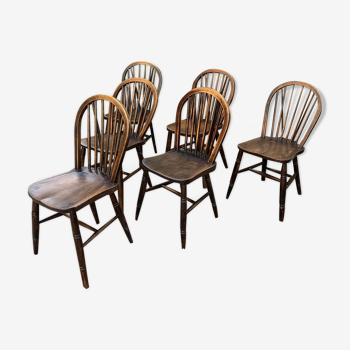 6 chaises Windsor estampillées